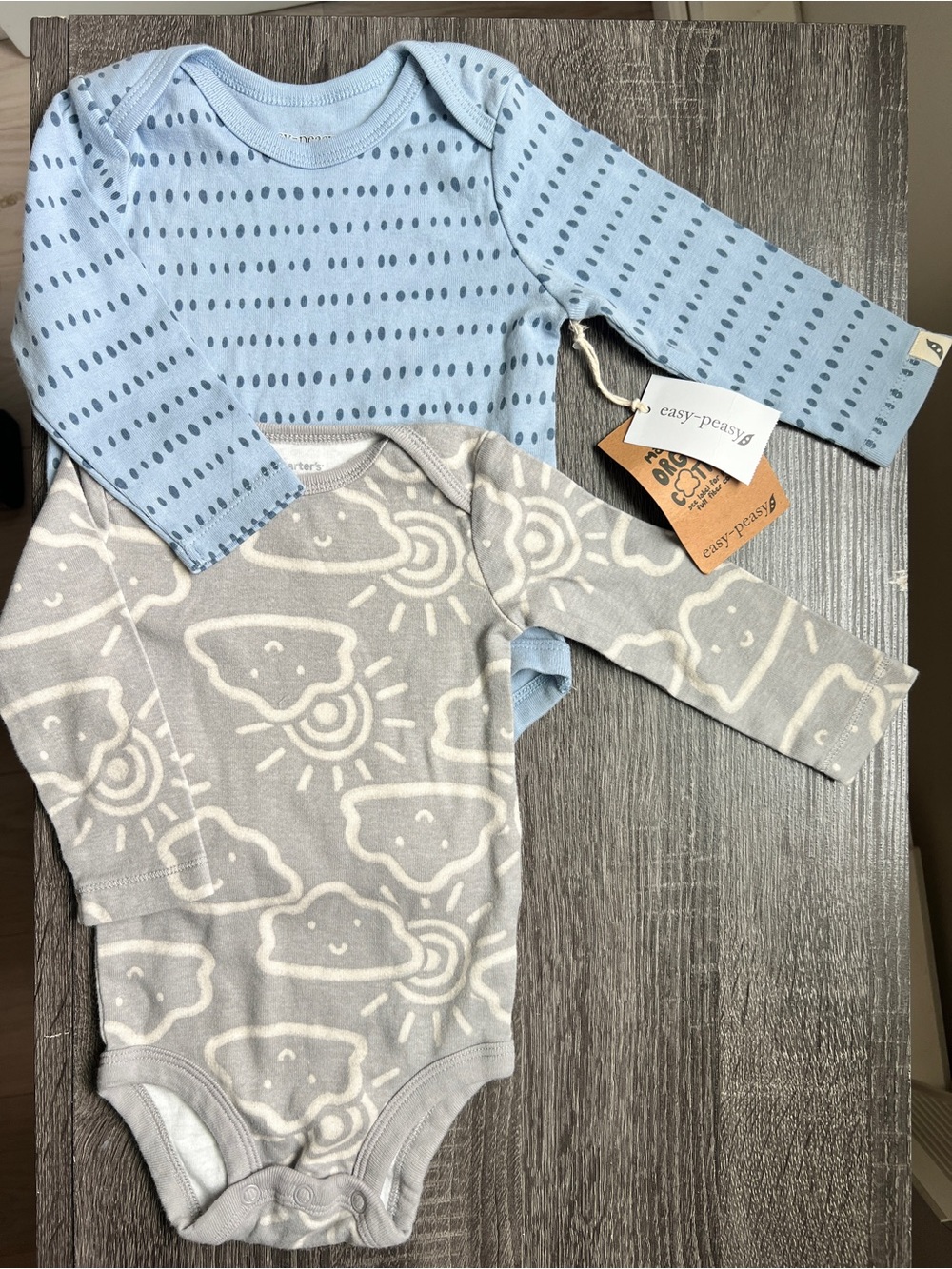 Easy Peasy & Carter’s Long Sleeve Bodysuit Bundle 6-9M / 9M Organic Cotton